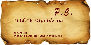 Pilák Cipriána névjegykártya